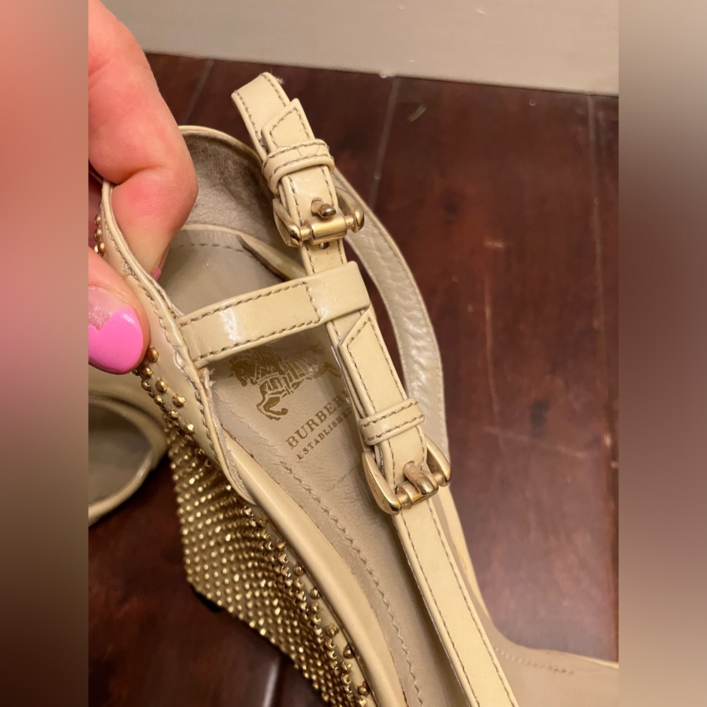 Burberry Nude Gold Rhinestone wedge heels shoes - Picture 6 of 11